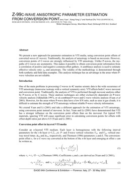 1PGS Geophysical, Research Division, 10550 Richmond Ave., Houston TX 77042, USA