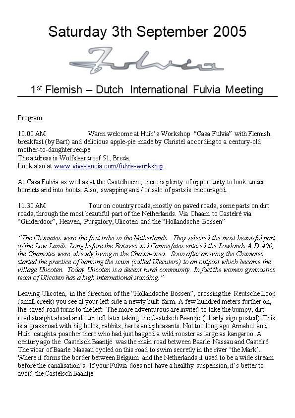 1St Flemish Dutch International Fulvia Meeting