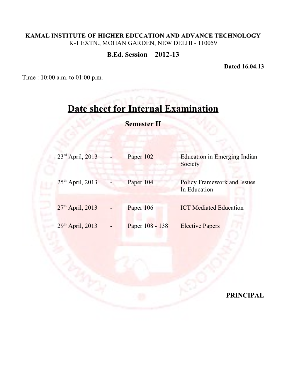 Kamal Institute of Higher Education and Advance Technology