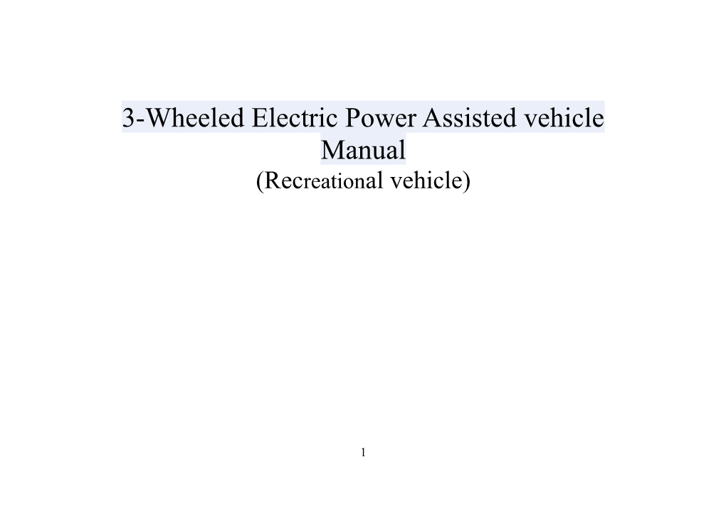 3-Wheeled Electric Power Assisted Vehicle Manual