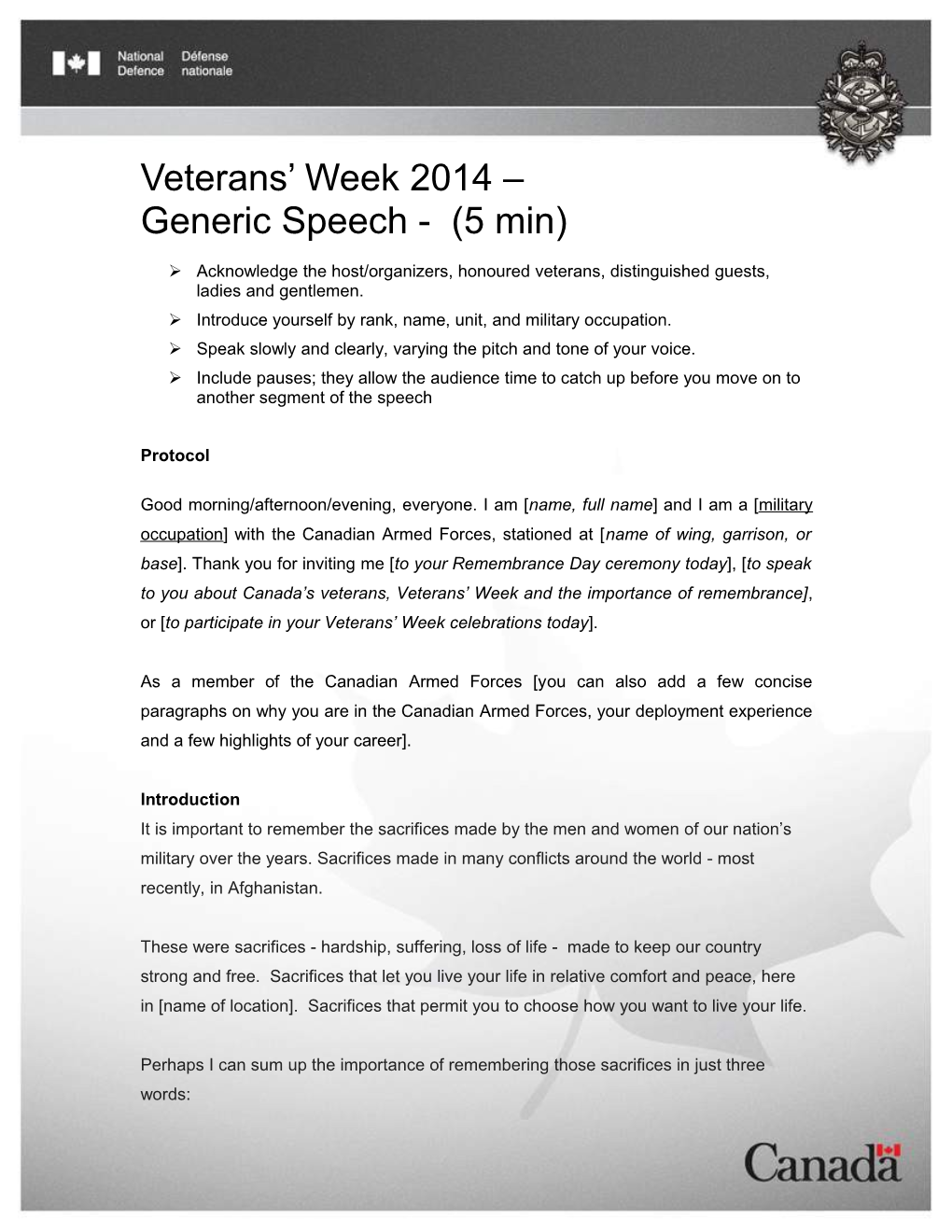 Veterans Week 2014