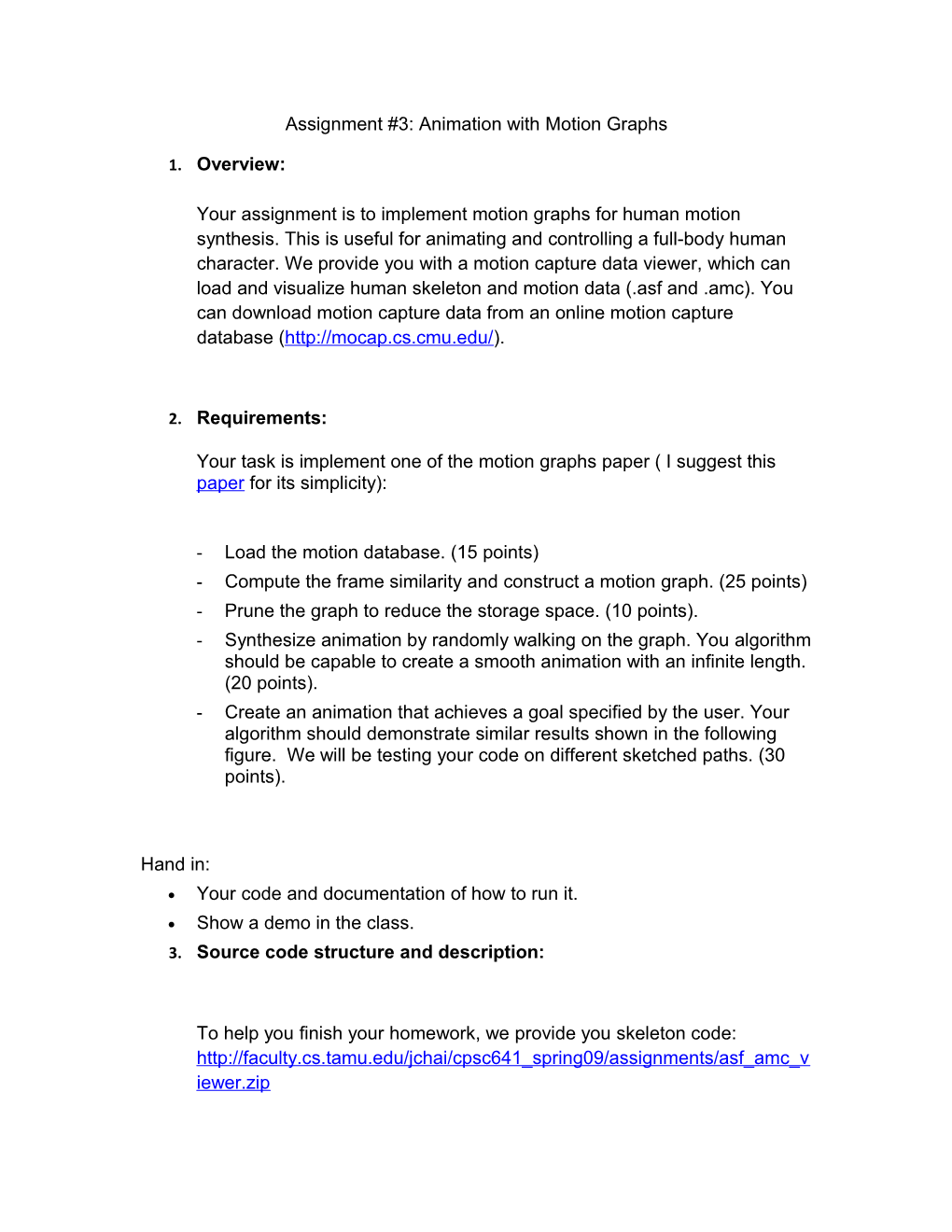 Assignment #3: Animation with Motion Graphs