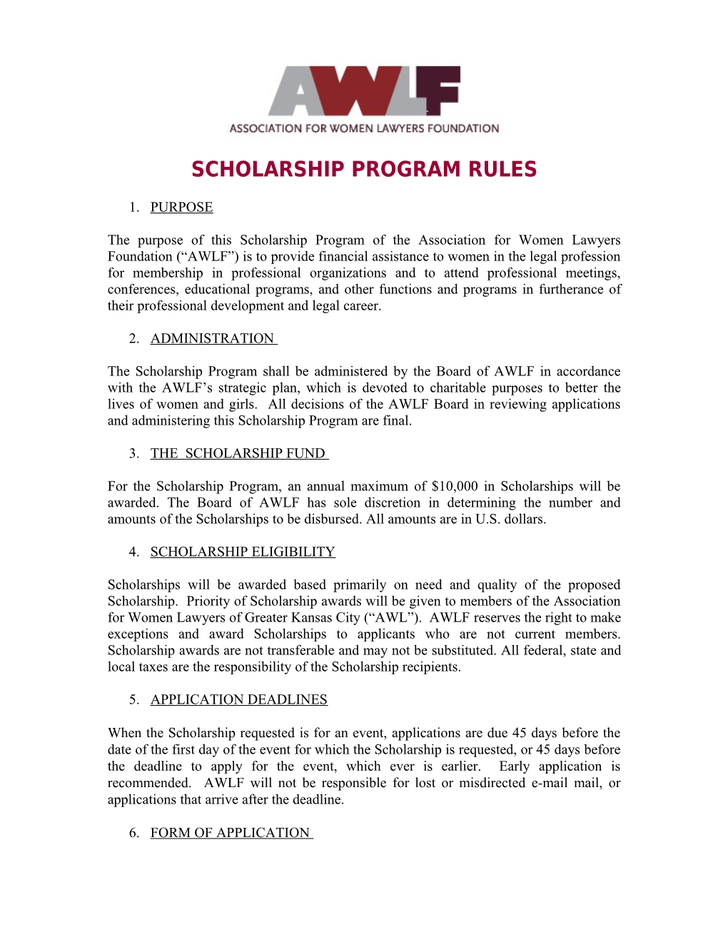 Scholarship Program Rules