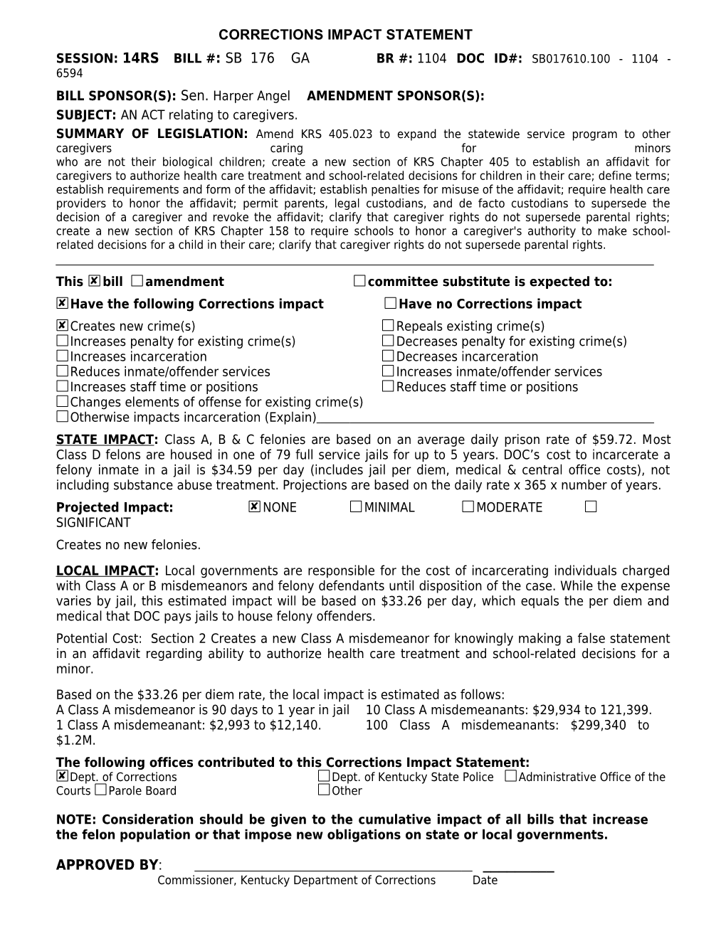 Corretions Impact Statement s4