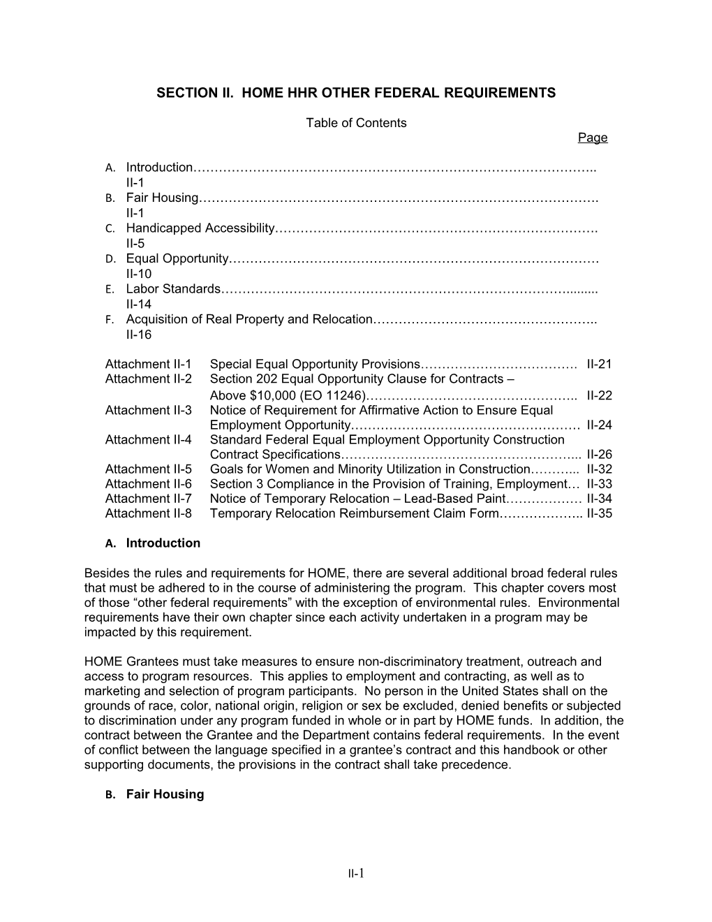 Section Ii. Home Hhr Other Federal Requirements