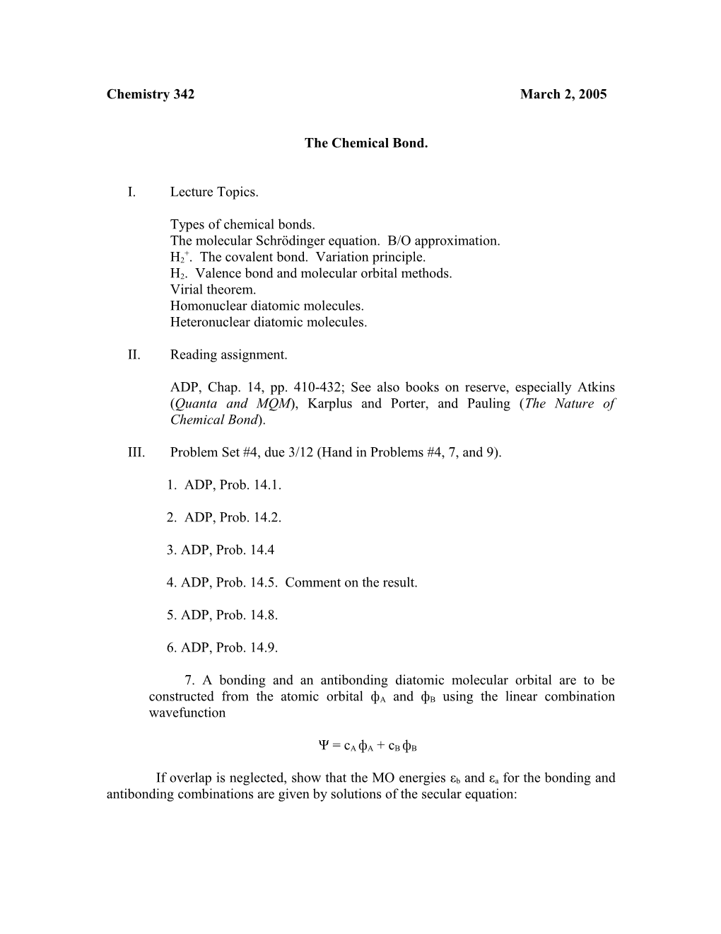 The Chemical Bond