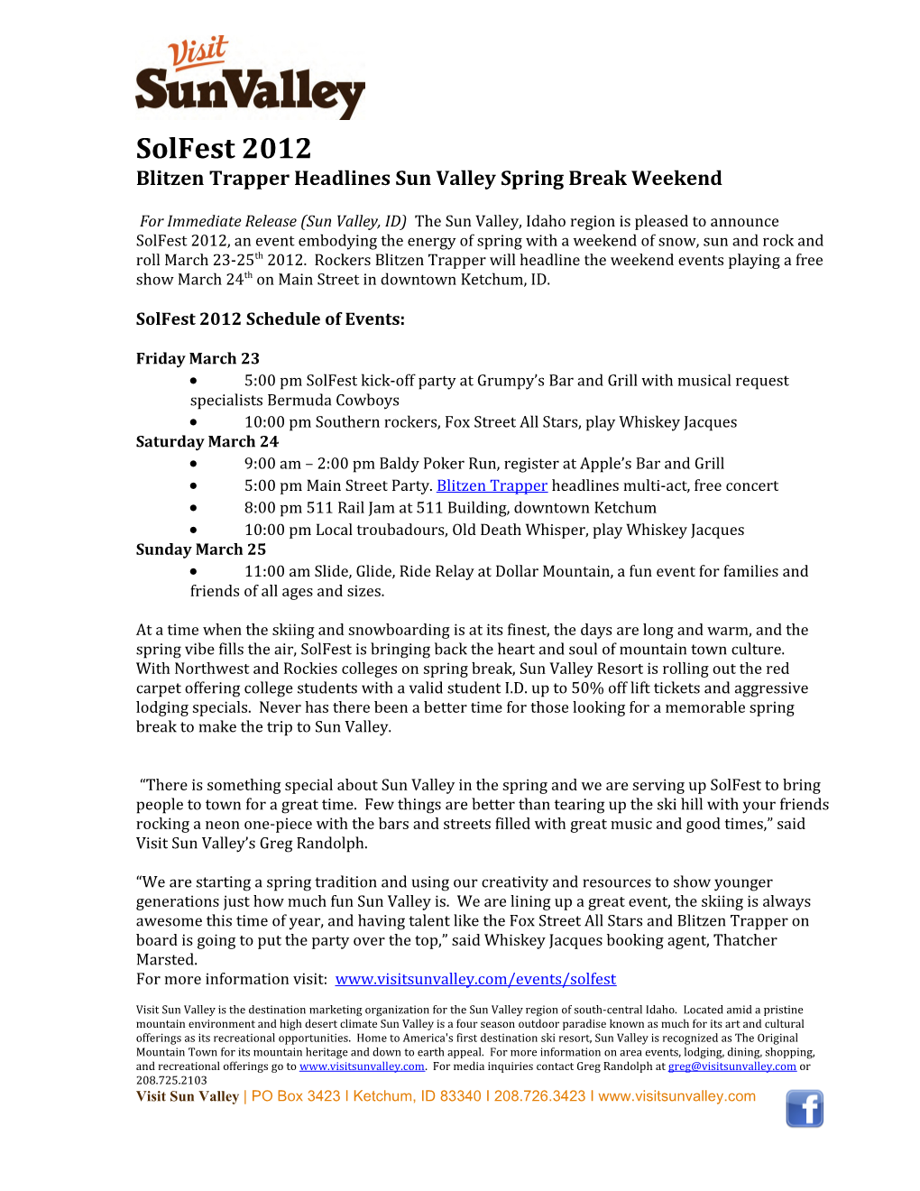 Blitzen Trapper Headlines Sun Valley Spring Break Weekend