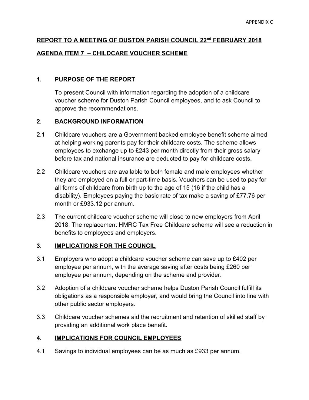 Agenda Item 7 Childcare Voucher Scheme