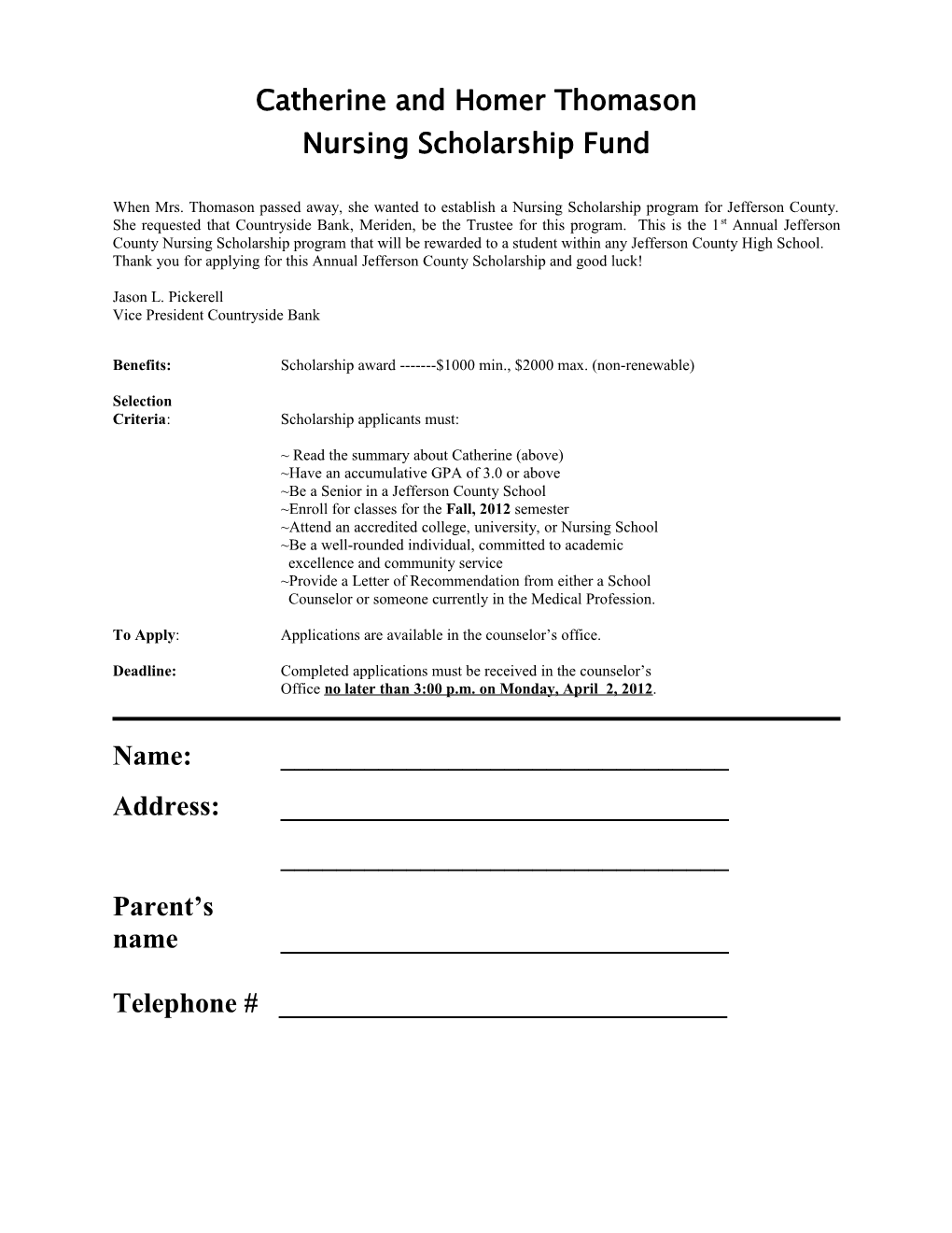 Local Scholarship Application s1