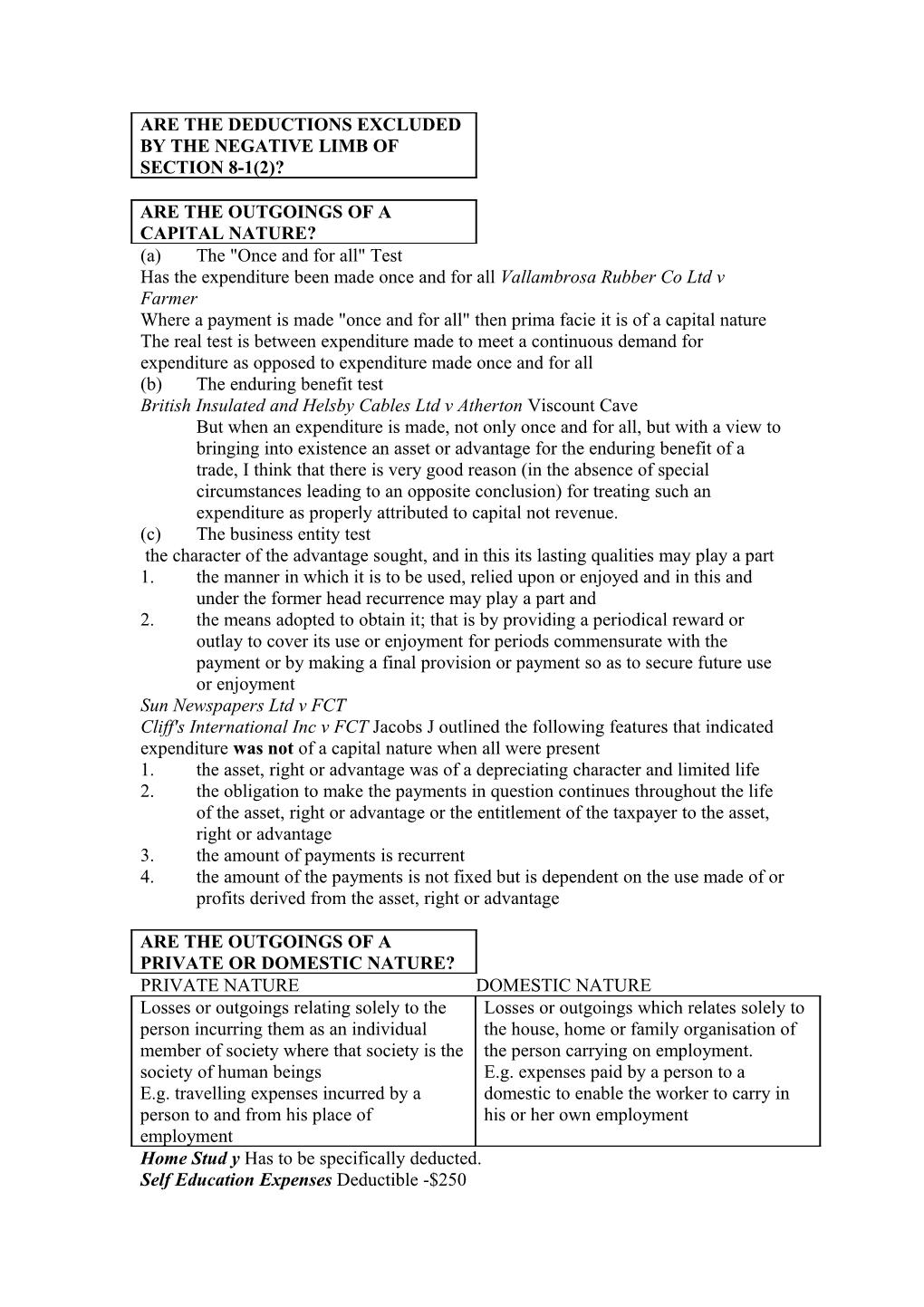 Are the Deductions Excluded by the Negative Limb of Section 8-1(2)