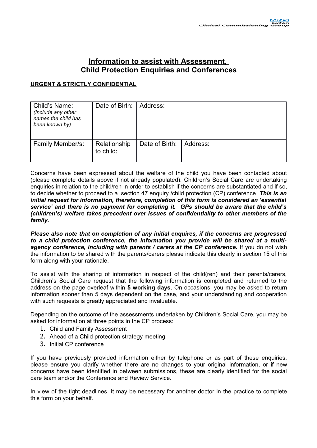 Child Protection Enquiries and Conferences