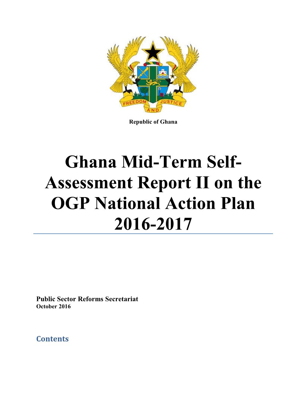 Ghana Mid-Term Self-Assessment Report II on the OGP National Action Plan 2016-2017