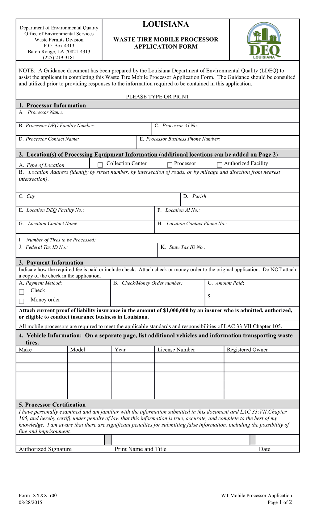 Form XXXX R00 WT Mobile Processor Application