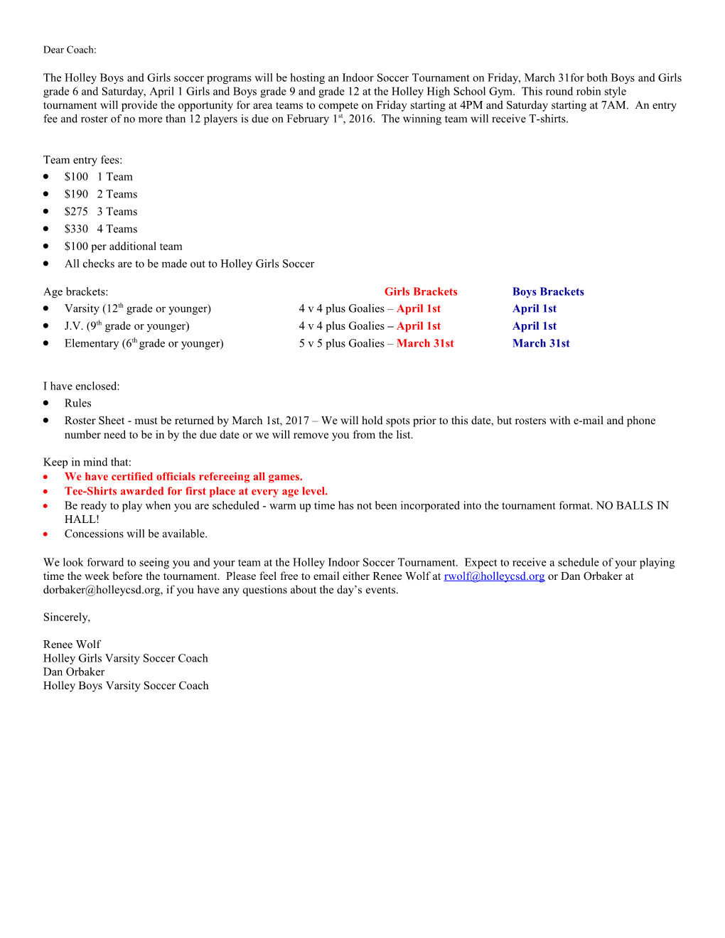 Age Brackets: Girls Bracketsboys Brackets