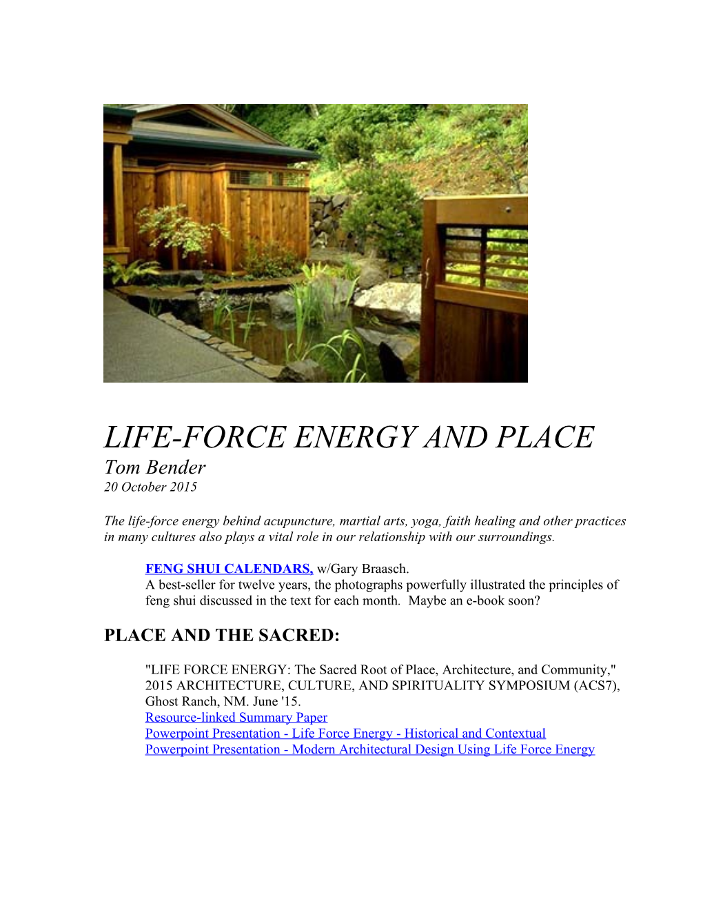 Life-Force Energy and Place