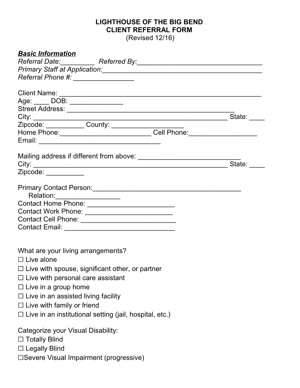 Client Referral Form (Revised 7/25/01)