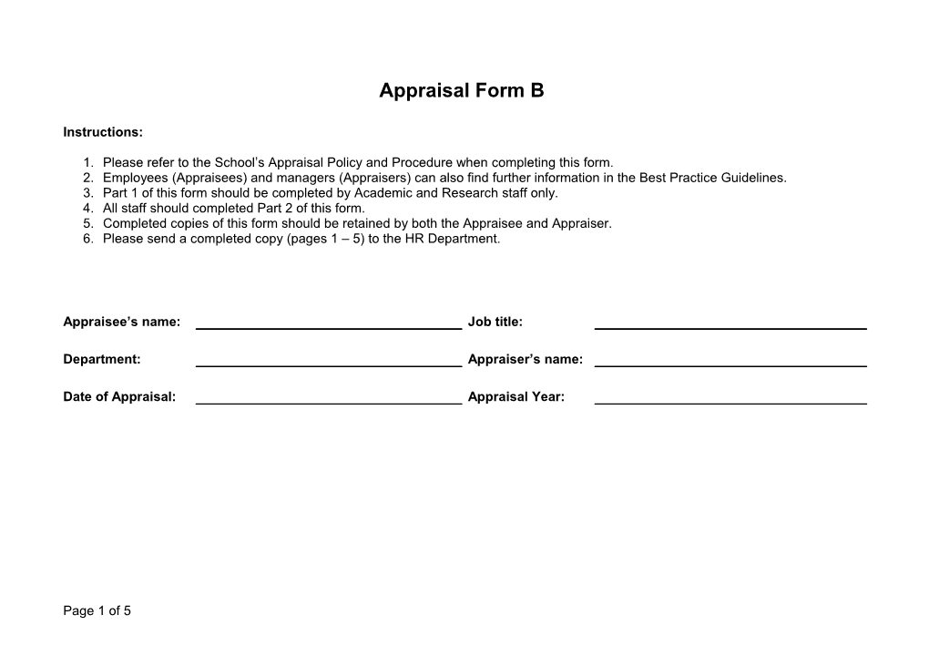 Appraisal Form B