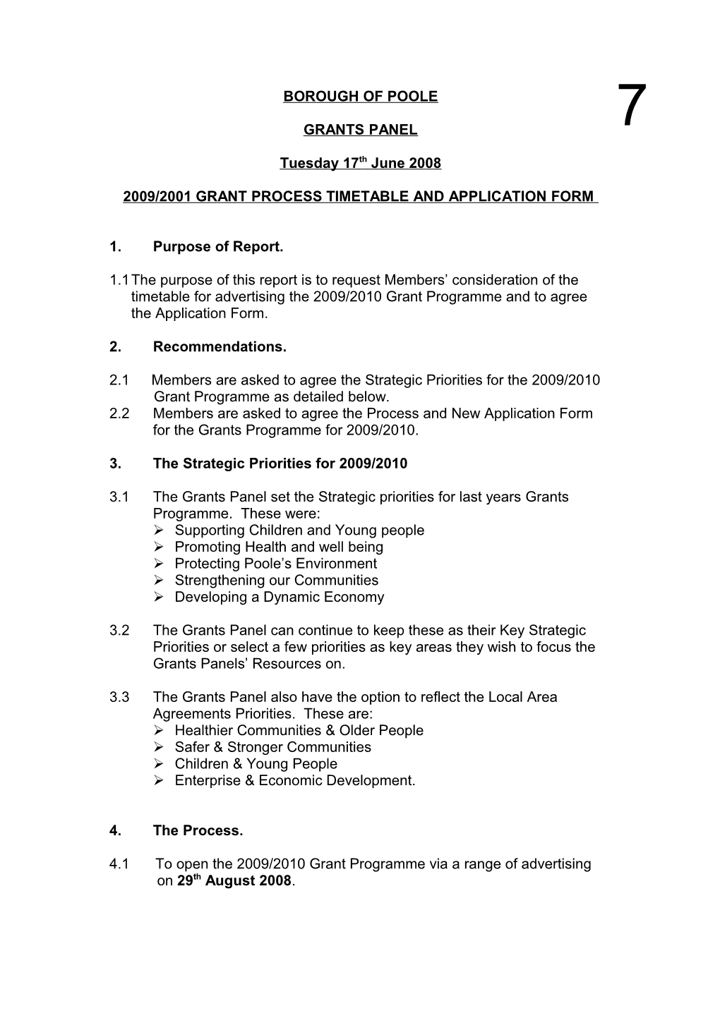 2009/2001 Grant Process Timetable and Application Form