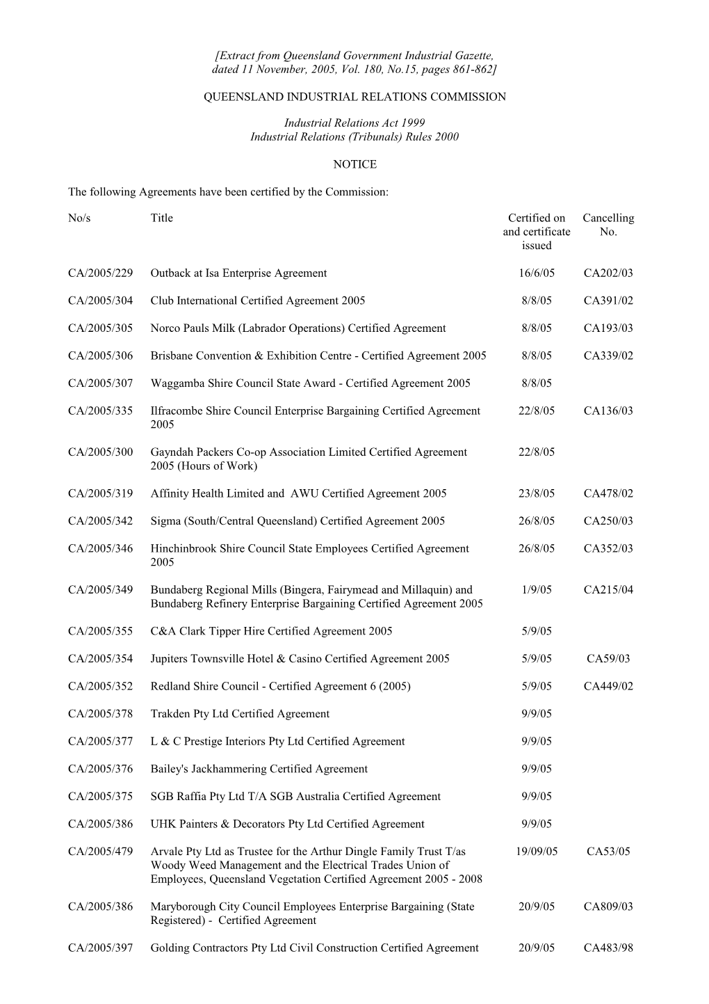 Queensland Industrial Relations Commission s20