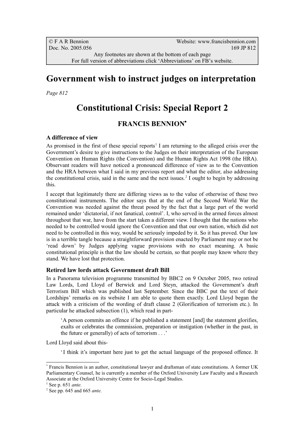 Constitutional Crisis: Special Report 2