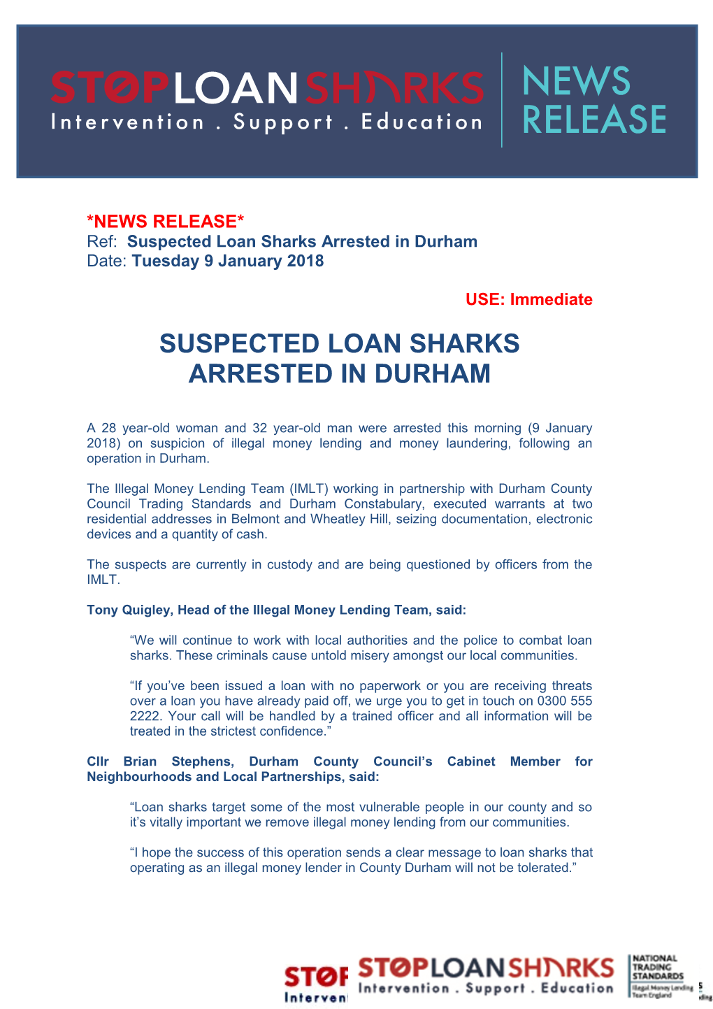 Ref: Suspected Loan Sharks Arrested in Durham