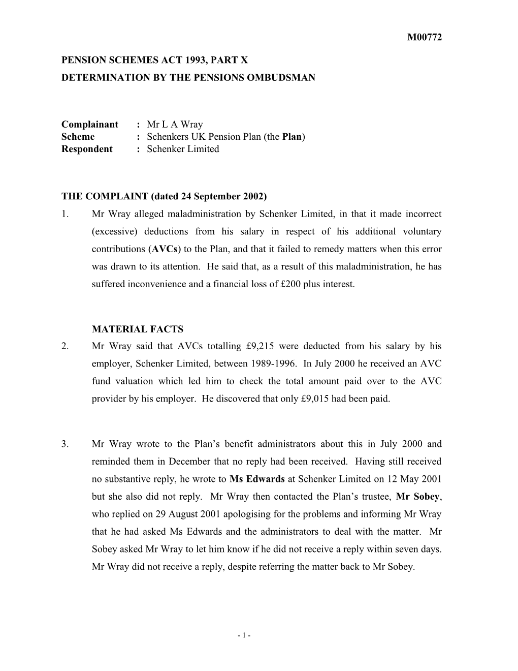 Pension Schemes Act 1993, Part X s28