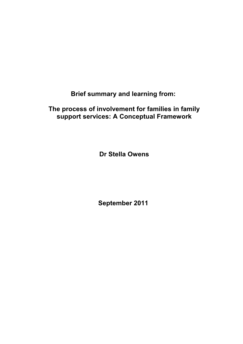 The Process of Involvement for Families in Family Support Services: a Conceptual Framework