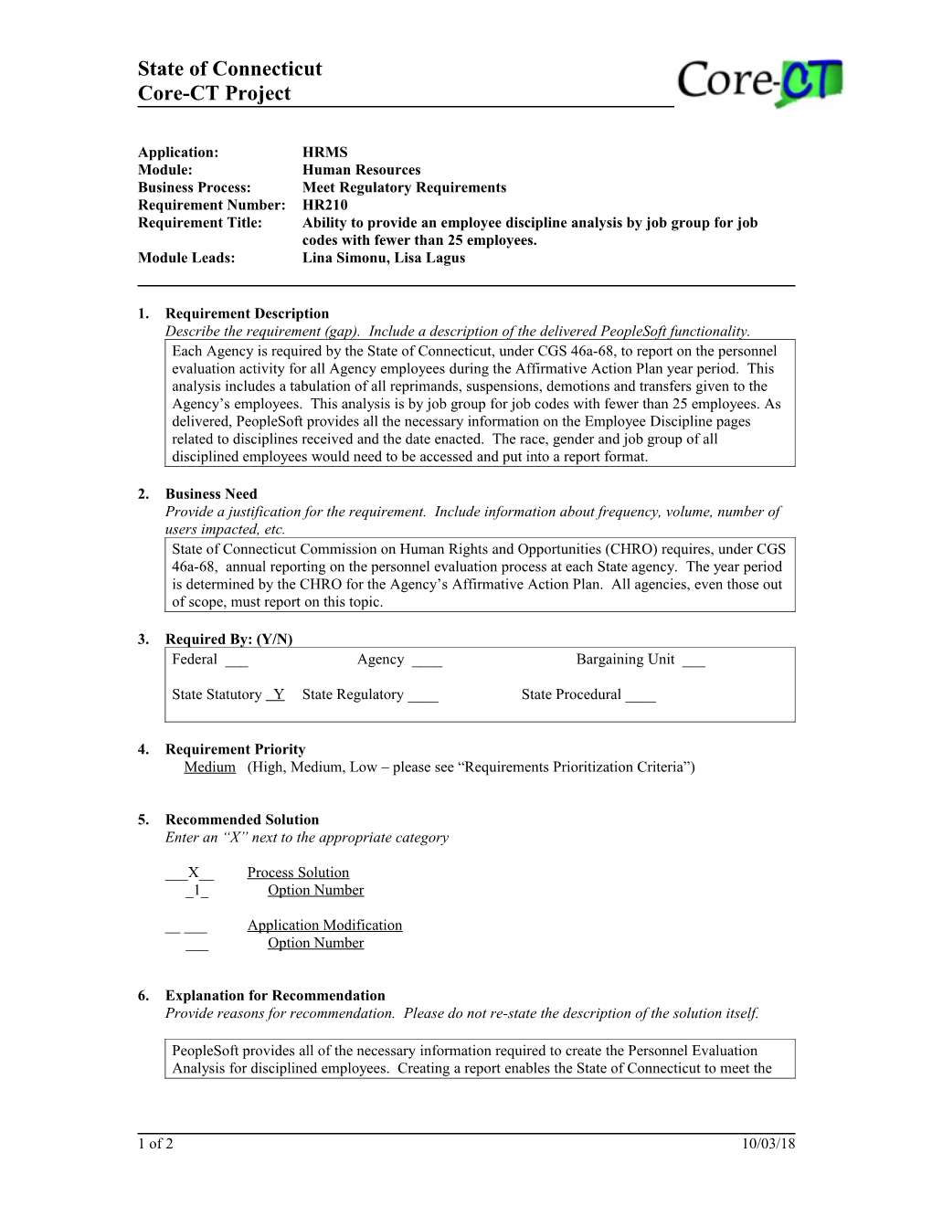 HR210 Personnel Discipline Analysis Report