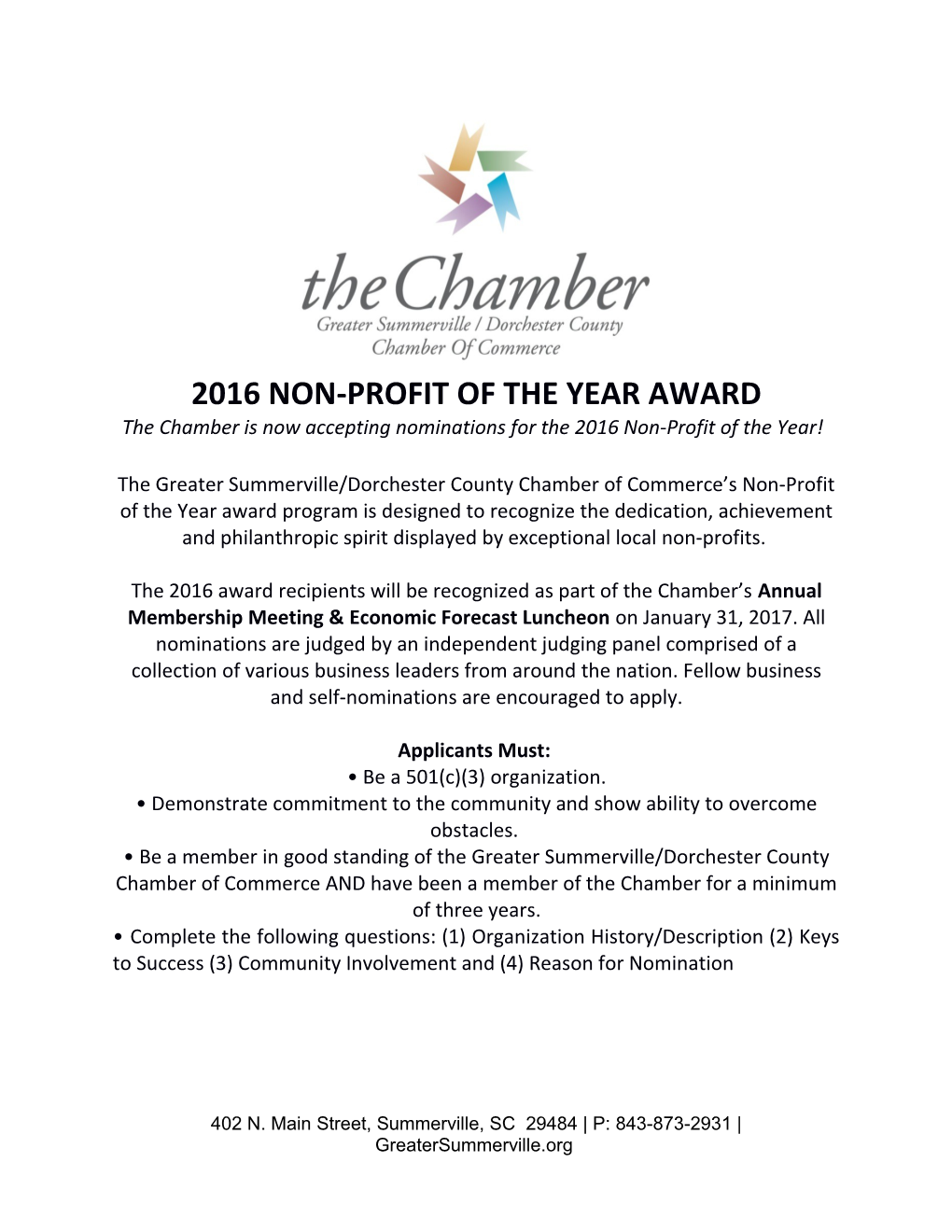 2016Non-Profit of the Year Award