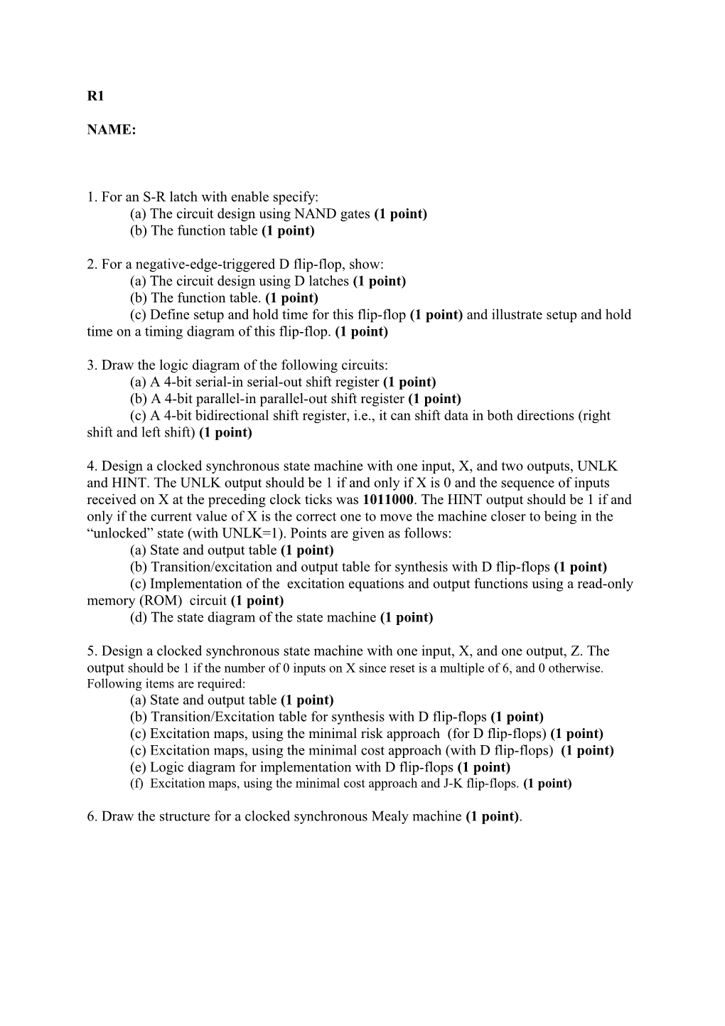 A) the Circuit Design Using NAND Gates (1 Point