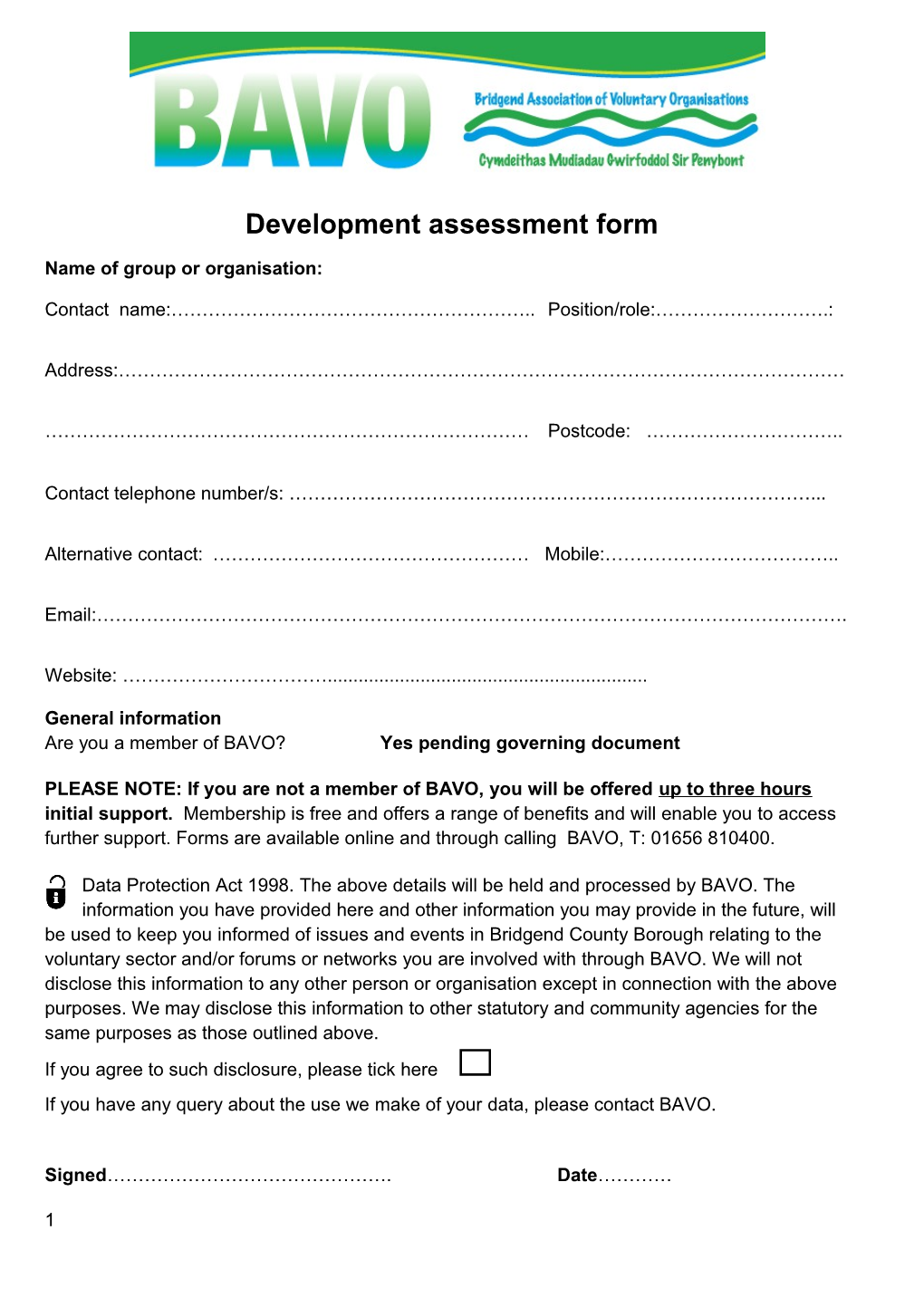 Development Assessment Form