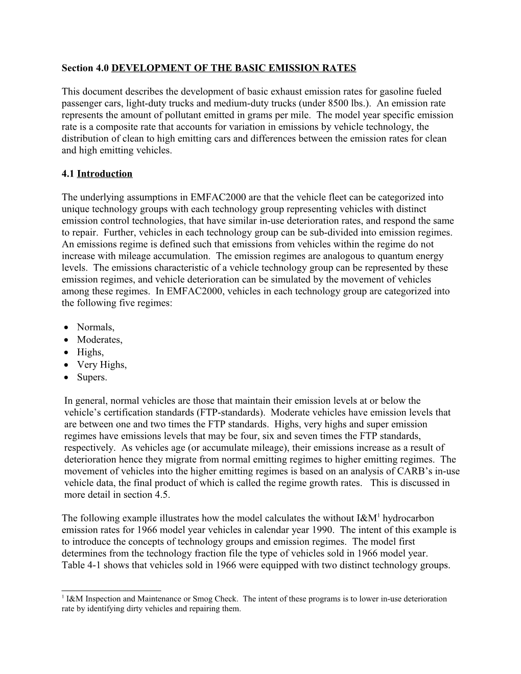 Section 4.0 DEVELOPMENT of the BASIC EMISSION RATES