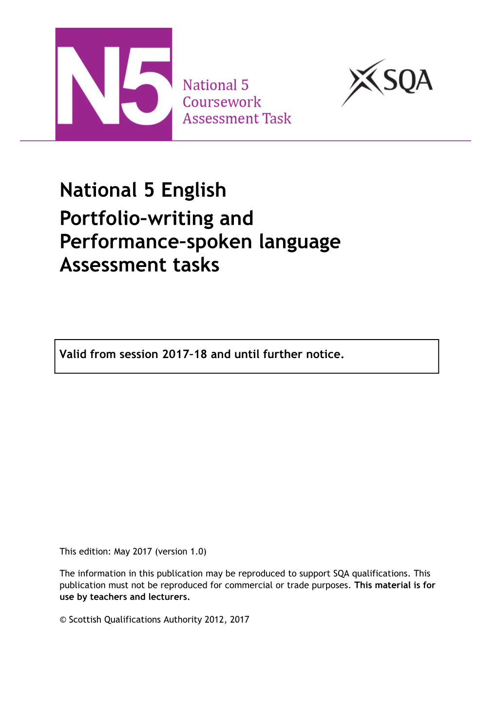 Coursework Assessment Task for National 5 English