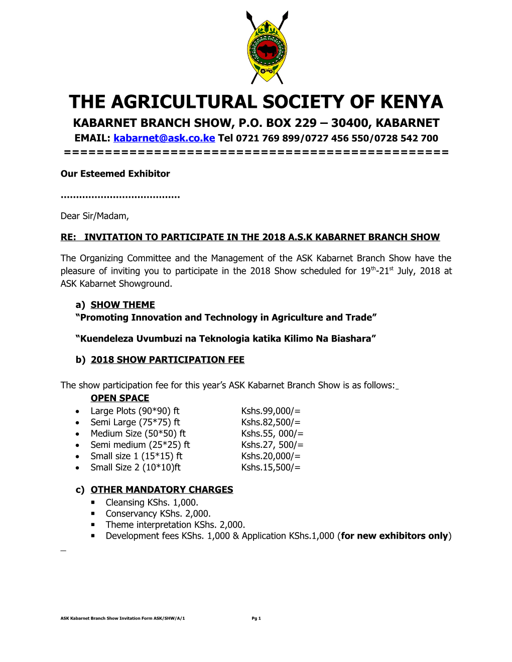 The Agricultural Society of Kenya