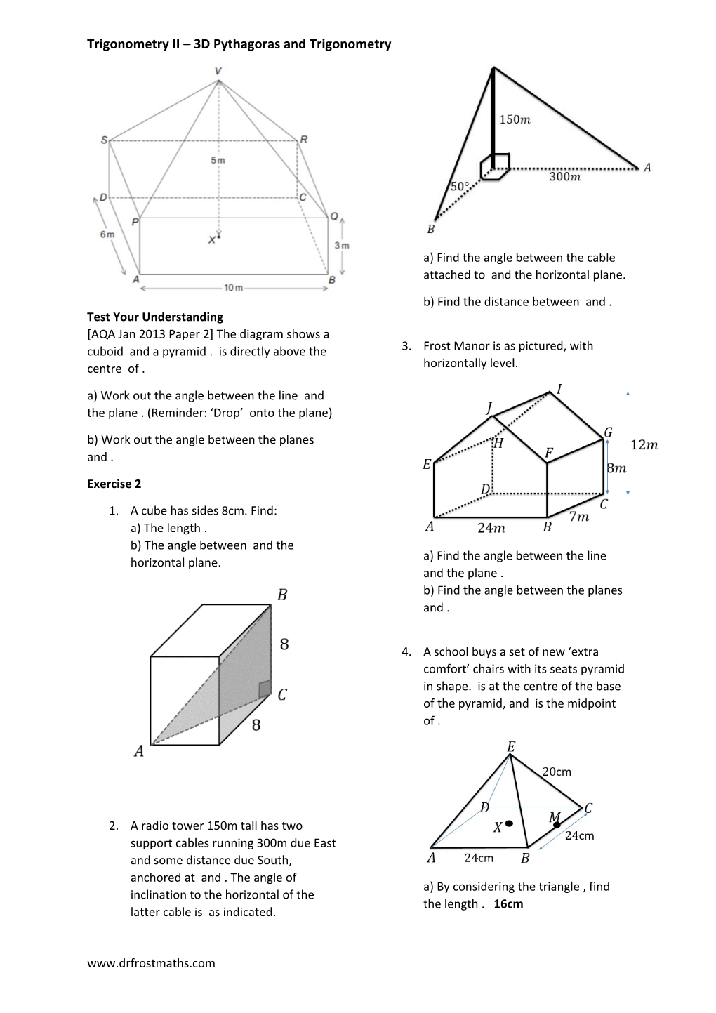 Trigonometry II 3D Pythagoras and Trigonometry
