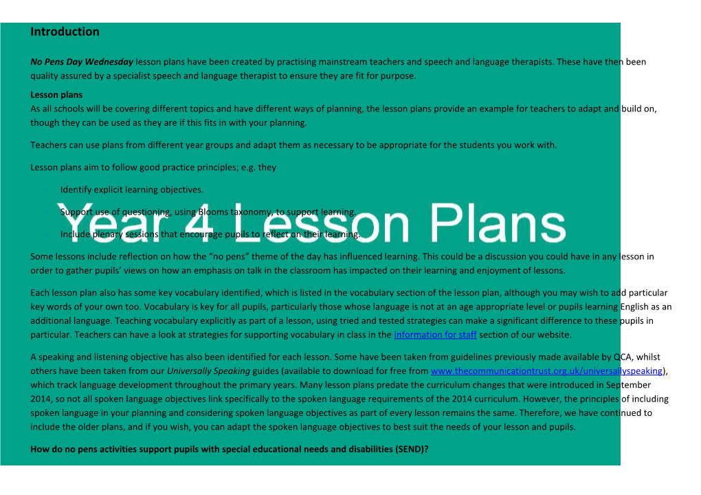 Lesson Plans Aim to Follow Good Practice Principles; E.G. They