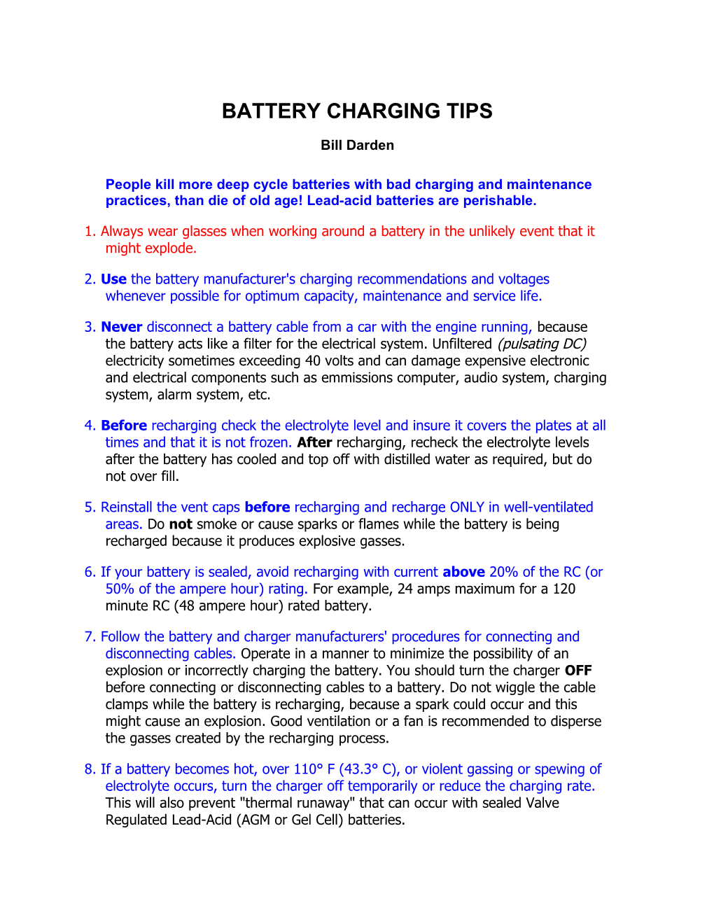 Battery Charging Tips