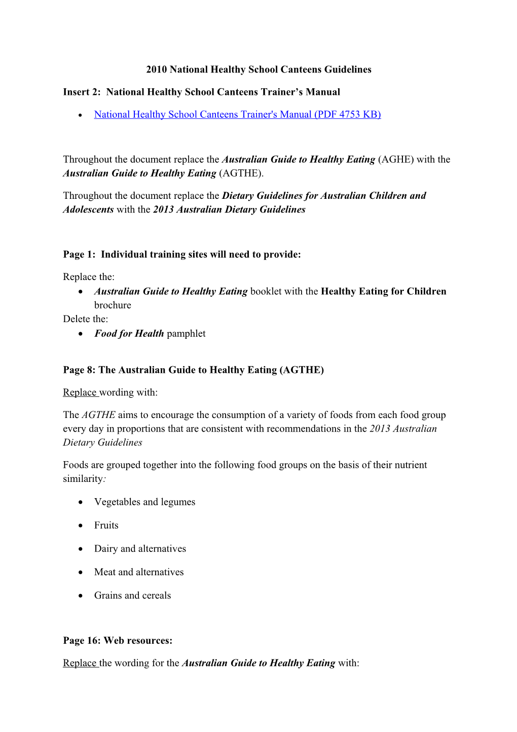 2010 National Healthy School Canteens Guidelines