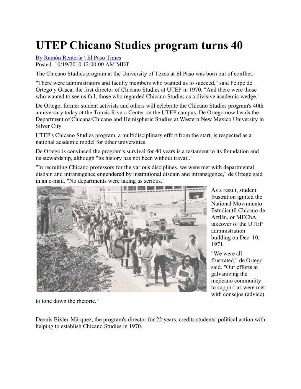 UTEP Chicano Studies Program Turns 40