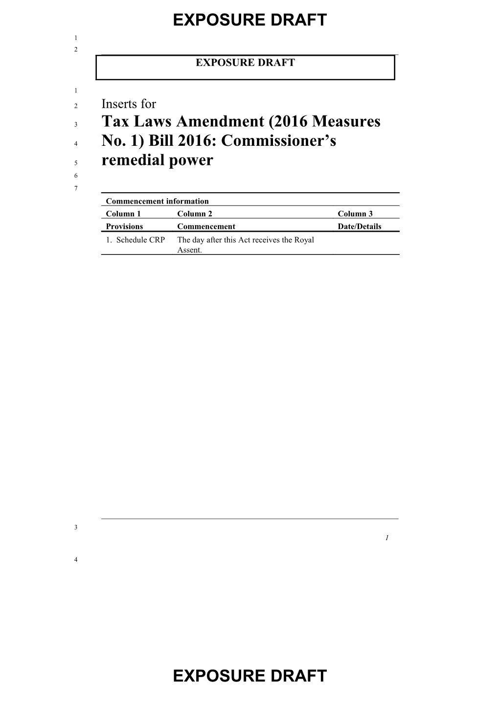 Exposure Draft - Commissioners Remedial Power