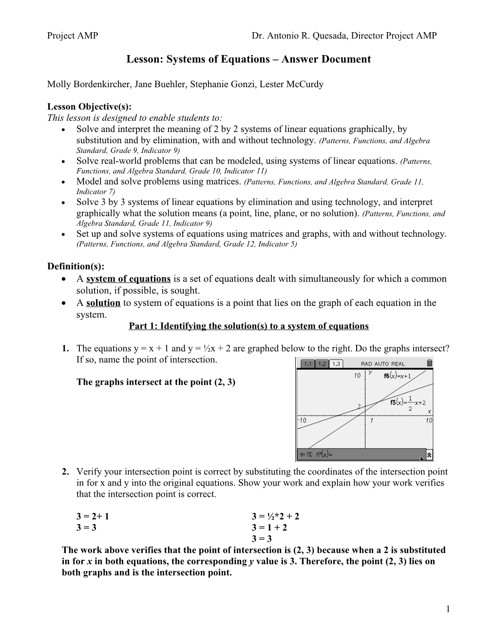 Lesson: Systems of Equations