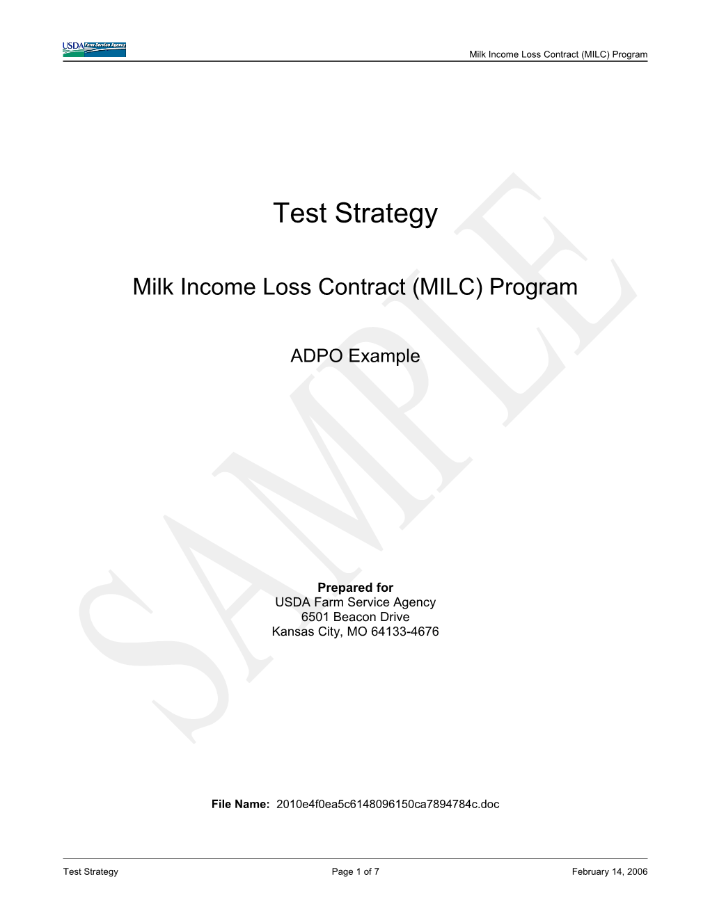 Milk Income Loss Contract (MILC) Program