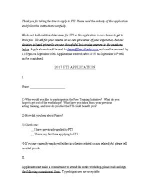 2011 Fti Application Questions