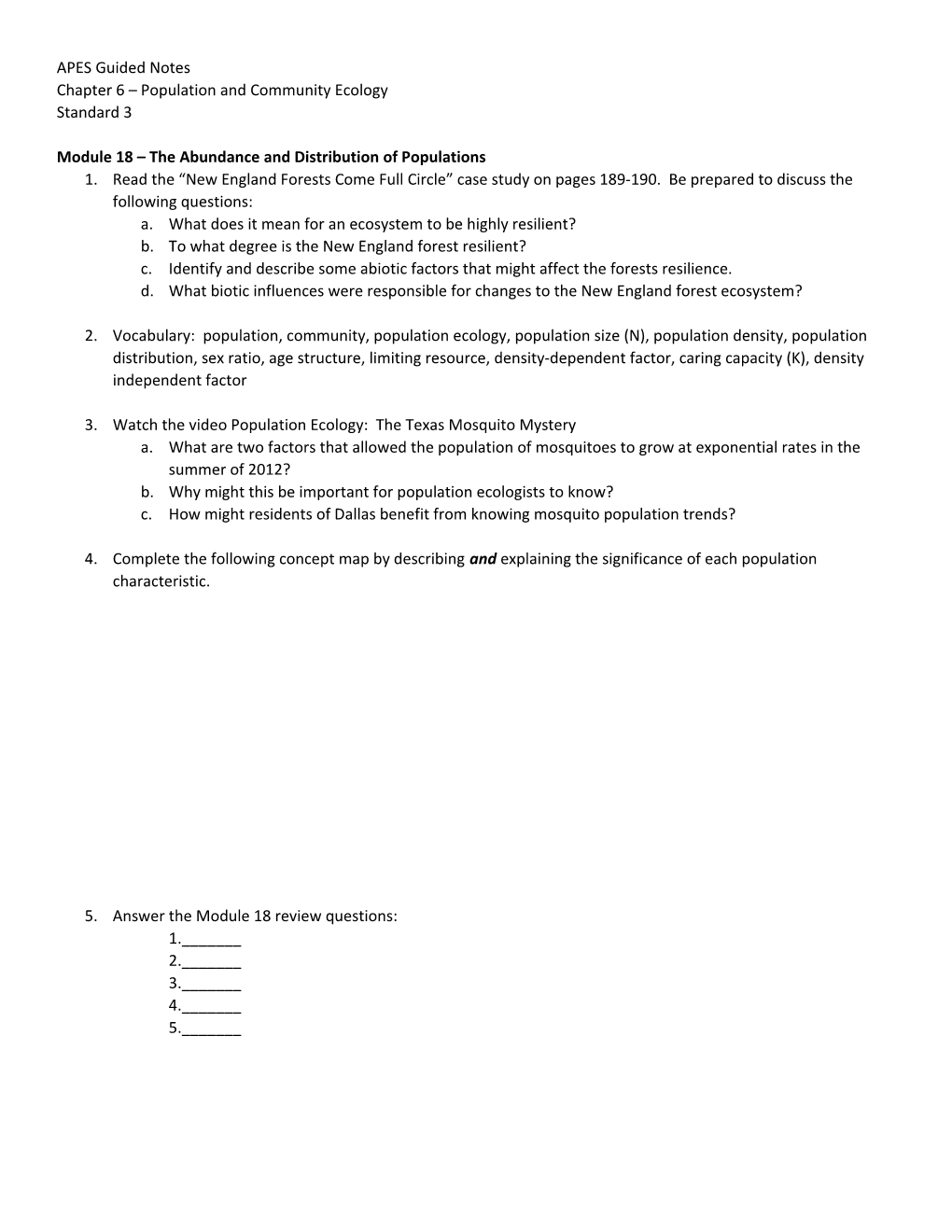 Module 18 the Abundance and Distribution of Populations