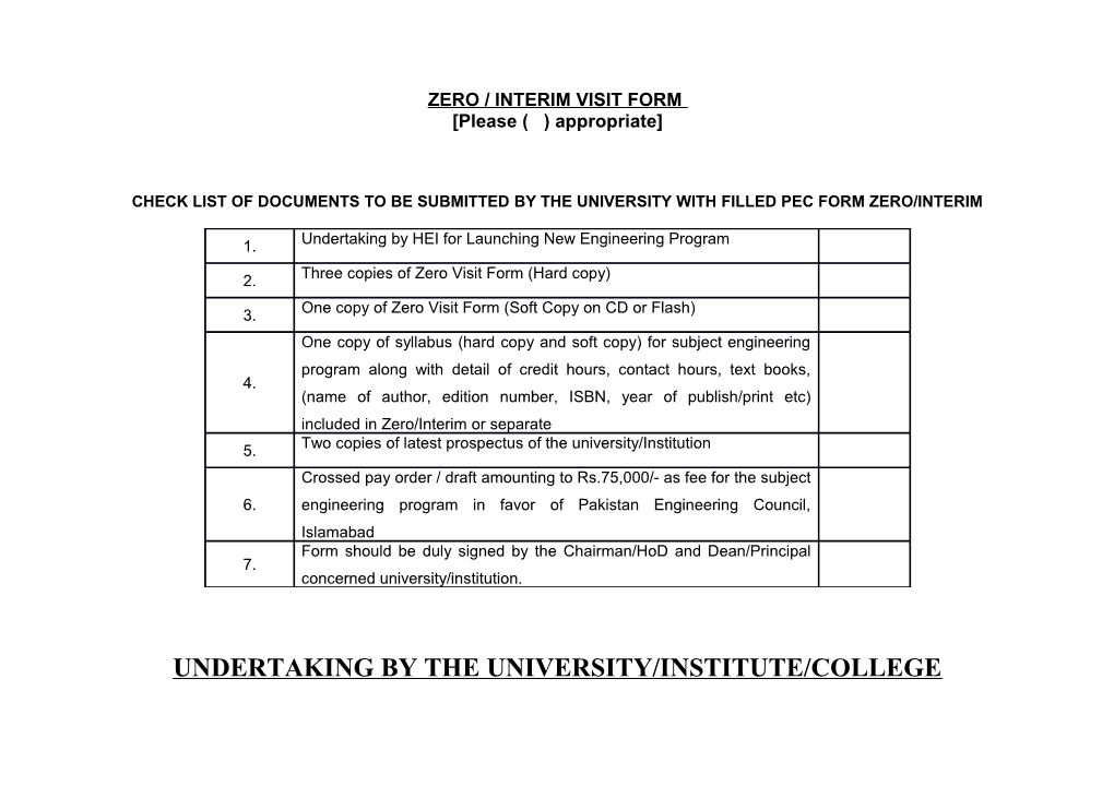 Zero / Interim Visit Form