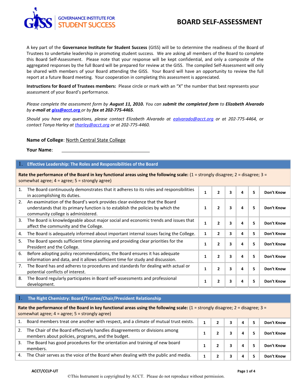 Board Self-Assessment