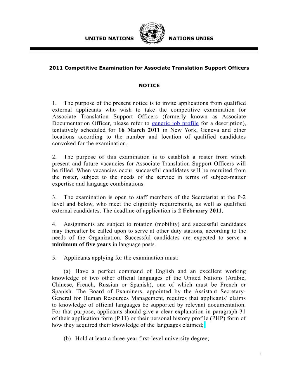 2011Competitive Examination for Associate Translation Support Officers