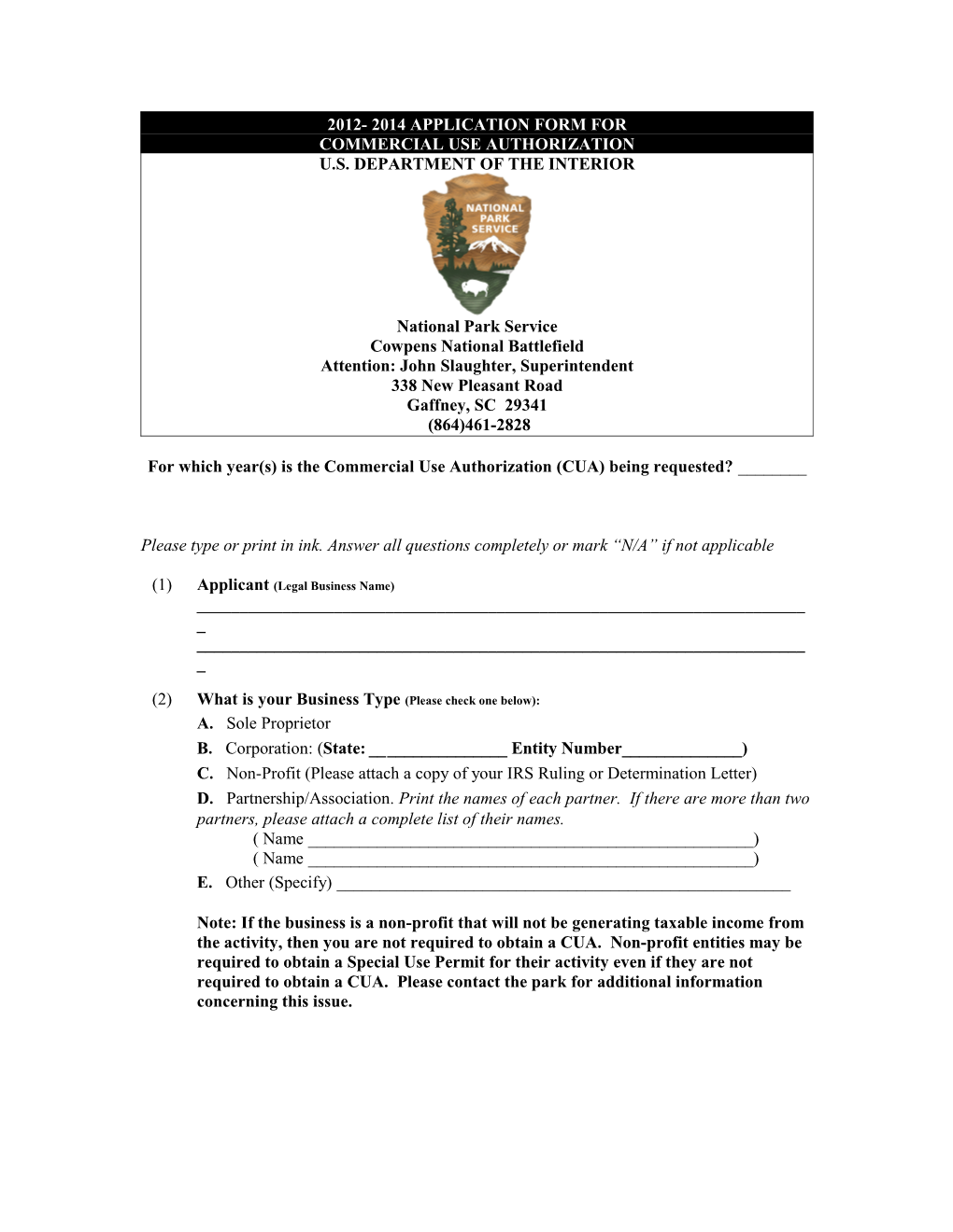 2012- 2014 Application Form For