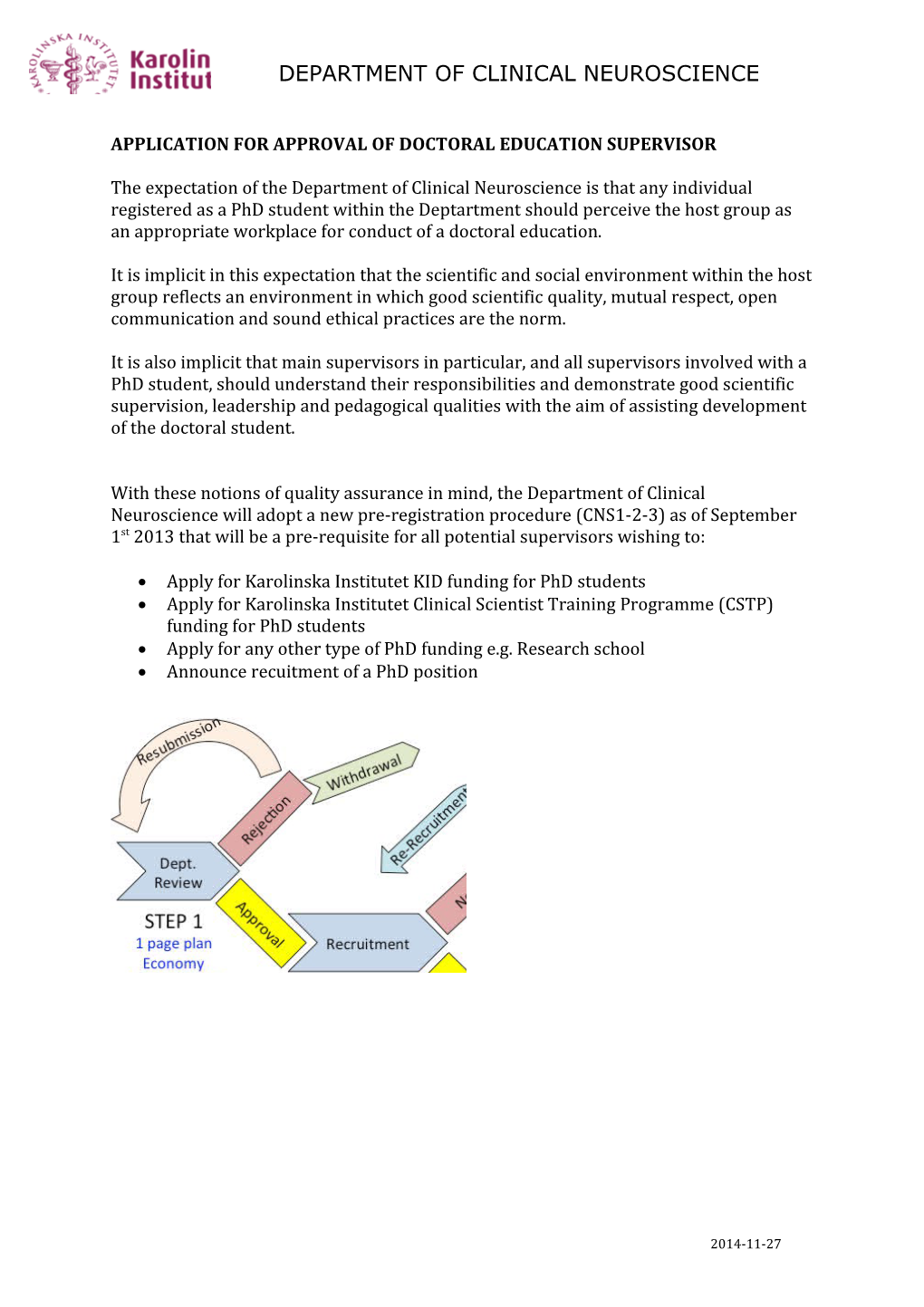 Application for Approval of Doctoral Education Supervisor