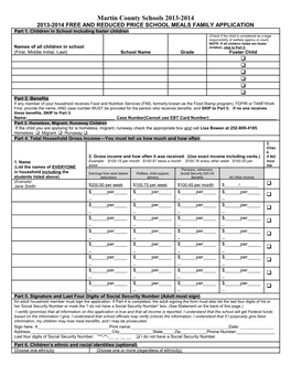 2013-2014Freeand Reduced Price School Meals Family Application